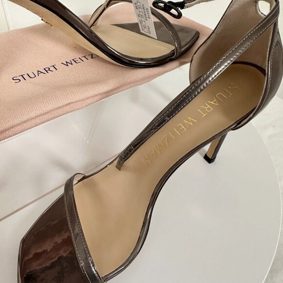 S Weitzman Gunmetal Strappy Heels - Picture 14 of 14